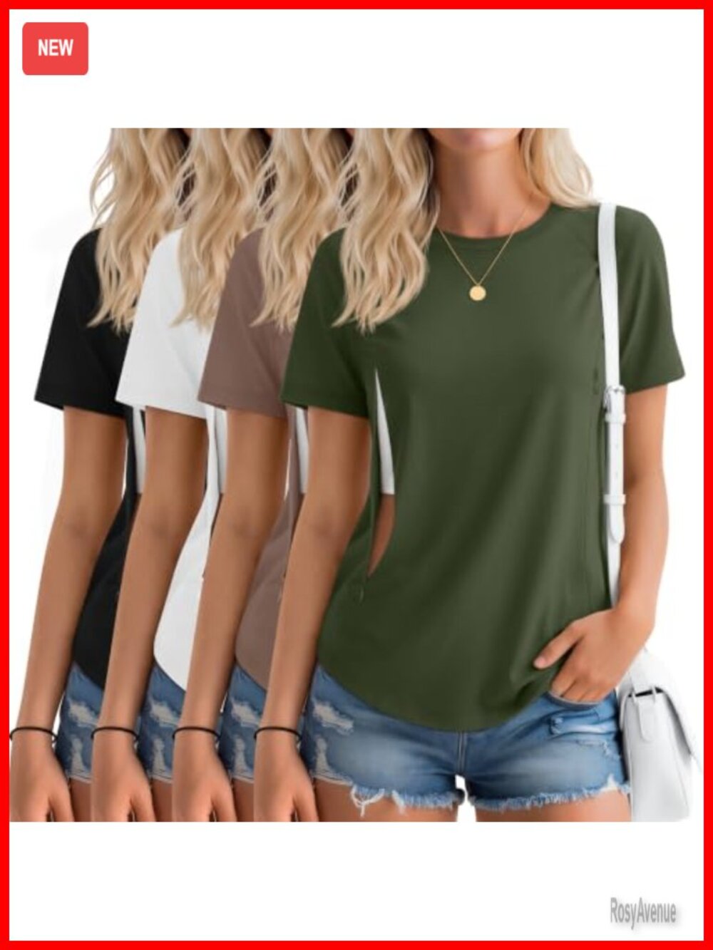 4 Pack Women's Nursing Breastfeeding T-Shirts Hidden Zipper Tunic Tees